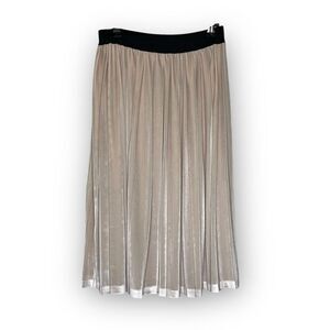 Leith Pleated Velvet Velour Midi Skirt Elastic Waist Pink Women’s Size Small